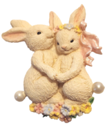 Bunny Rabbit Bunnies Pin Brooch Resin Faux Pearls Avon 1999 Easter Spring - £7.80 GBP