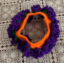 Handmade Crocheted Halloween Decorative Scrunchie Dog Collar Purple Medium - £10.00 GBP