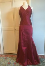 NEW Davids Bridal Red Halter Neck Cocktail Gown 2 pc skirt top dress gow... - £50.99 GBP