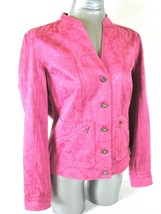Amber Sun women&#39;s Small pink floral RHINESTONE BUTTONS 2 pocket jacket (... - $10.68