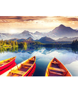 24&quot;x18&quot; premium glossy print view of autumn lake boats mountain nature a... - $40.60 CAD