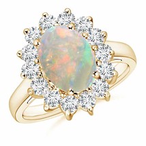 ANGARA Princess Diana Inspired Opal Ring with Diamond Halo for Women in 14K Gold - £1,932.67 GBP