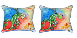 Pair of Betsy Drake Gecko Large Indoor Outdoor Pillows 16 Inch x 20 Inch - £69.65 GBP