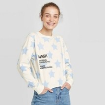 Might Fine Junior&#39;s NASA Star Print Crop Pullover Long Sleeve Large NWOT - £5.74 GBP