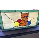 Tiffany Style STAINED GLASS Window Panel Suncatcher Transom CAT KITTEN Y... - £66.21 GBP