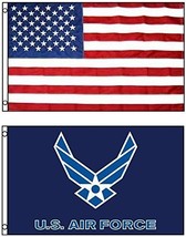 3&#39; X 5&#39; 3x5 Air Force Blue Wings Flag + USA American Flag Flags WHOLESAL... - £22.37 GBP