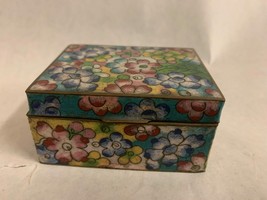 Antique Chinese Cloisonne Trinket Box with flowers - $128.69