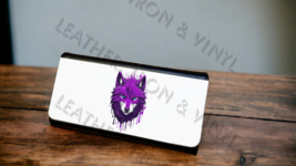 Women&#39;s Trifold Wallet - Wolf Purple with Blue Eyes Design - $24.95