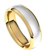 14K Yellow and White Gold 6 mm Florentine Finish Comfort-Fit Wedding Band - £880.31 GBP+