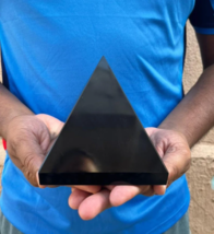 Natural Large Black Tourmaline  115MM Pyramid Crystal Reiki Healing Root Chakra - £73.22 GBP