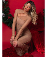 Mesh Long Sleeve Skew Collar Sexy Maxi Dress - $1,407.44 MXN