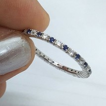 1CT Rond Simulé Saphir et Diamant Mariage Anneaux Alliance En 925 Argent - £64.72 GBP