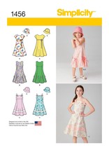 Simplicity Sewing Pattern 1456 Dress Hat Girls Size 7-14 - £7.78 GBP