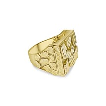 Nugget Rectangular Ring Real Oro 10k Yellow Gold Band Size 10 - £388.34 GBP