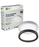 Commercial Electric 9&quot; LED Color Changing Dimmable Flush Mount Ceiling L... - $234.61 MXN