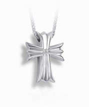 Sterling Silver Moline Cross Funeral Cremation Urn Pendant for Ashes with Chain - $299.00
