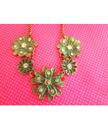 Vintage turquoise copper flower necklace - $11.88