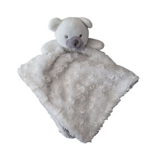 Little Beginnings Gray White Minky Dot Stuffed Bear Security Blanket Lovey Plush - £19.25 GBP