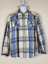 PD&amp;C Men Size M Mulitcolor Plaid Modern Western Shirt Long Sleeve Casual - £5.73 GBP