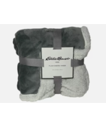 Eddie Bauer Home Plush Sherpa Throw - Gray &amp; White Reversible Blanket Fl... - $27.99