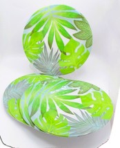 Tropical Leaf Print Melamine Dinner Plates Set Of 5 10&quot; Summer Pool Side - $278.74 MXN