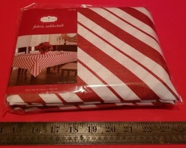 Home Holiday Fabric Tablecloth 60 x 102 Christmas Peppermint Candy Cane Stripe - £12.69 GBP