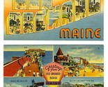 2 Old Orchard Beach Maine Linen Postcards Greetings and Large Letter - $13.86