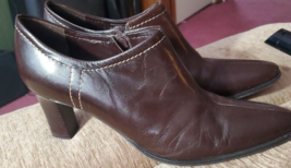 Franco Sarto Brown Leather Zip Ankle Boots Women&#39;s Size 9.5M - £18.06 GBP
