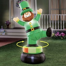 62”Tall Inflatable Rotating St. Patrick&#39;s Day Leprechaun Outdoor Yard Decor - £197.11 GBP
