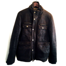 Wilson Leather 100% Polyester Aviator Brown Jacket Faux Fur Lining MEDIU... - $95.00