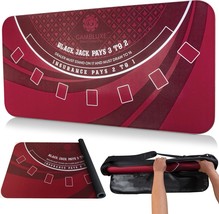 70x35” Blackjack Table Mat, Non-Slip Rubber, Carry Bag, Red - $1,089.10 MXN