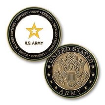 ARMY CORE VALUES STAR LOGO 1.75&quot; CHALLENGE COIN - £31.85 GBP
