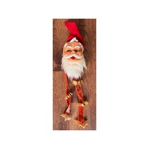 Rare Vintage 1950s Santa Claus Wall Hanging With Bells &amp; Ribbons Christmas Decor - £32.39 GBP