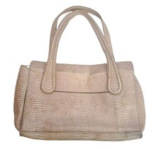 Monsac Original Leather Alligator Gator Handbag Beige Cream Purse Vtg Bag 12&quot;X8&quot; - £21.63 GBP