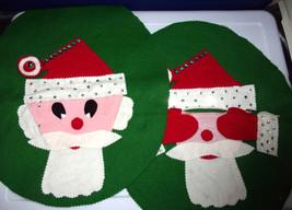 Vintage Handmade Felt Applique Santa Peak a Boo Toilet Lid Cover Unfinished - £10.38 GBP