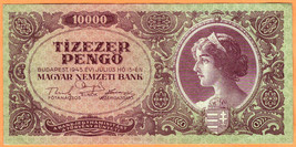 HUNGARY 1945 Very Fine 10.000 Pengő/ Penge/ Pengova/ Penghei Money Bill ... - $9.50