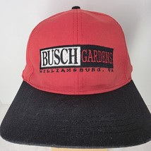 Vintage Busch Gardens Williamsburg Virginia VA Red Black Strap Back Hat - $11.87