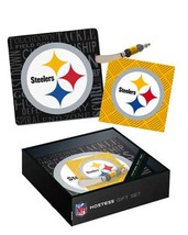 NFL It&#39;s A Party Glass Cheese Tray Gift Set Pittsburgh Steelers - $19.79