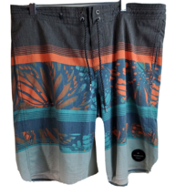 Quiksilver Board Shorts Men Size 34 Multi Striped Pocket Logo Pull On Drawstring - £14.80 GBP