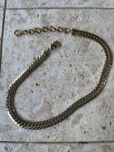 Vintage Givenchy Signed Gold Tone Cuban Flat Chain Necklace 19.5&quot; - £114.84 GBP