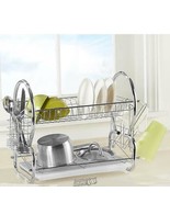 HomeBasics Dish Drying Rack Utensil Holder Sink Cup Drainer Plate Silver... - $36.34 CAD