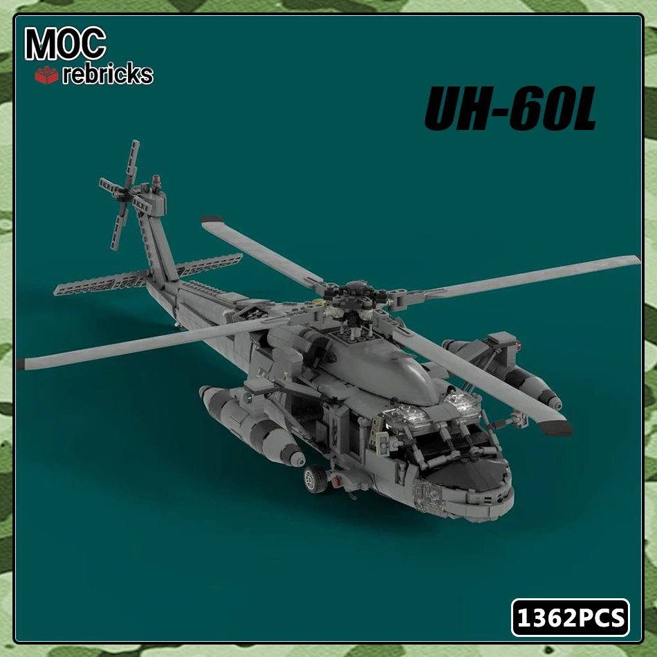 MOC Military Series UH-60L Black Hawk Helicopters Soldier Weapon Building Block - £213.20 GBP