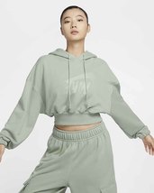 Nike Women&#39;s Oversized Cropped French Terry Pullover Hoodie FV7778-370 - $96.00