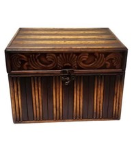 Vintage Wooden Treasure Chest Storage Medium Trunk Organizer Box  - $56.06