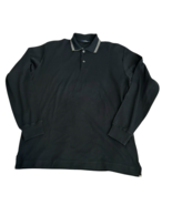Ermenegildo Zegna Shirt Large Black Polo Long Sleeve 94% Cotton 6% Lycra... - $116.93 CAD