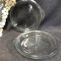 Two Fire King Clear Philbe Handled Pie Plates 7 1/2” - £14.79 GBP