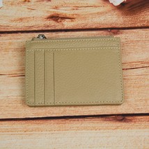 Large Wide Genuine Leather ID Card Holder Fashion Candy Color Thick Zipper Card  - £19.37 GBP