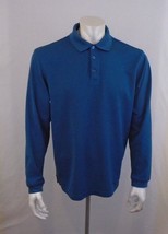 SaddleBred Men&#39;s Large Blue Long Sleeve Polyester Pullover 1/4 Button Shirt - £7.81 GBP