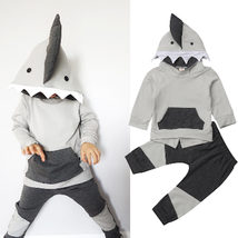 NWT Shark Boys Hooded Sweat Shirt &amp; Pants Outfit Set 12 18 M 2T 3T 4T - £6.62 GBP