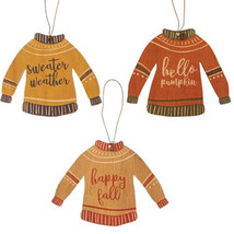 CWI Fall Decor - Sweater Weather Hello Pumpkin Ornaments 3pc Set - £30.68 GBP